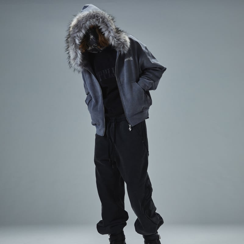 SUPPLIER Faux Fur Cross Zip Hoodie (Gray) | Att