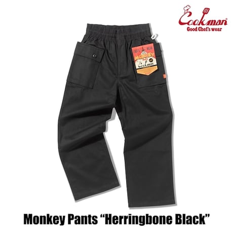 Cookman Monkey Pants Herringbone (Black)｜クックマン モンキーパンツ ヘリンボーン（ブラック）