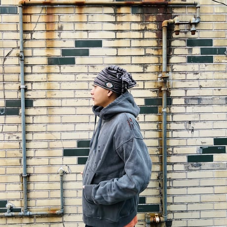 JOHN SOFIA Border Tube Beanie (Gray&BlackWhitePink)｜ジョンソフィア ボーダー チューブ ビーニー（グレー＆ブラック・ホワイト・ピンク）