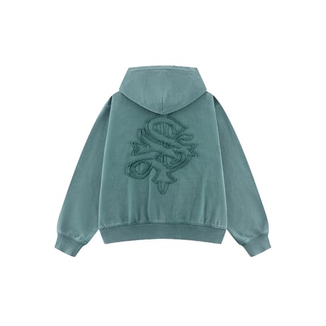 SUPPLIER Distressed Cross Zip Hoodie (GREEN)｜サプライヤー ディストレスト クロス ジップフーディー（グリーン）