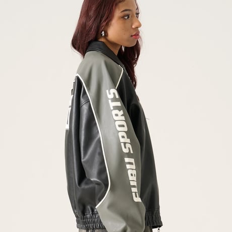 FUBU FAUX LEATHER JACKET (GRAY)｜フブ フォー ファックス レザー ジャケット（グレー）
