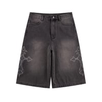 SUPPLIER Royal Cross Rhinestone Baggy Denim Shorts (BLACK)｜サプライヤー ロイヤルクロス ラインストーン バギーデニムショーツ（ブラック）