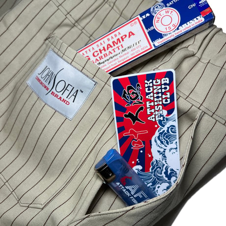 JOHN SOFIA Pinstripe Worker Shirtjacket & Pants Setup (Beige)｜ジョンソフィア ピンストライプ ワーカーセットアップ