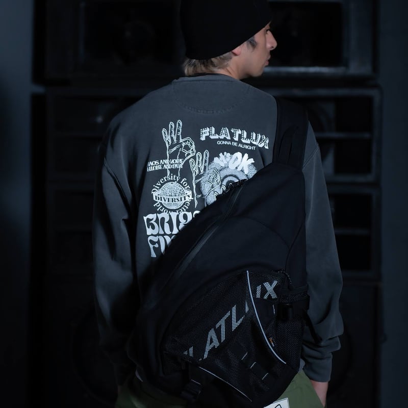FLATLUX Days Sling Bag黒 メッシュポケット付き FLATLUX】DAYS SLING BAG