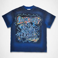 FIRST ROW FAITH DEALER GRAFFITI TEE (Blue)｜ファーストロウ フェイス ディーラー グラフィティ Tシャツ（ブルー）