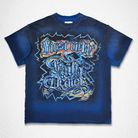 FIRST ROW FAITH DEALER GRAFFITI TEE (Blue)｜ファーストロウ フェイス ディーラー グラフィティ Tシャツ（ブルー）