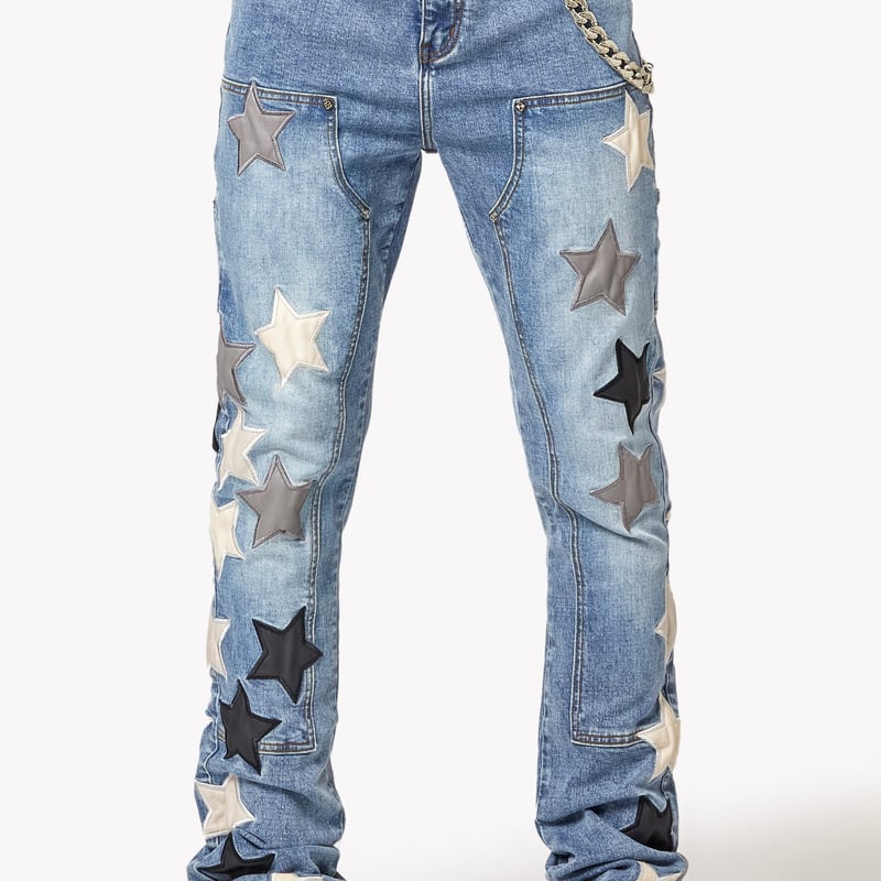 GUAPI Aqua Blue Vintage Stars Denim (Blue) | At