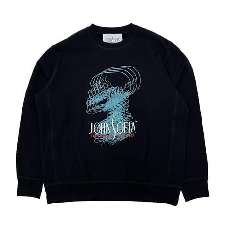 JOHN SOFIA ACID CT CREWNECK SWEAT (BLACK, HEATHER GREY, NATURAL SPECKLE, GARMENTDYE ORANGE)｜ジョンソフィア