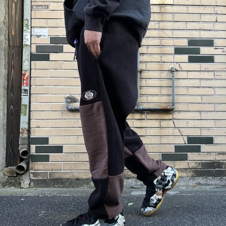 JOHN SOFIA Paneled High-Grade Fleece Pants (Black/Mocha)｜ジョンソフィア パネルド ハイグレード フリースパンツ（ブラック/モカ）
