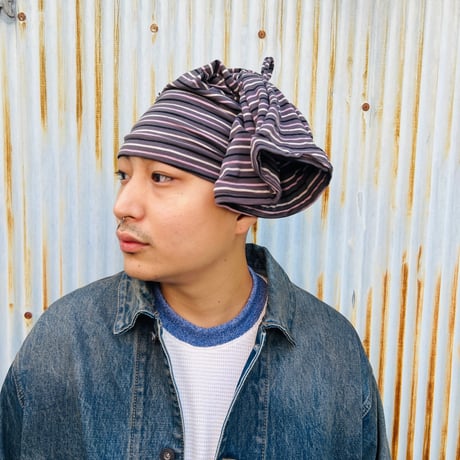 JOHN SOFIA Border Tube Beanie (Gray&BlackWhitePink)｜ジョンソフィア ボーダー チューブ ビーニー（グレー＆ブラック・ホワイト・ピンク）