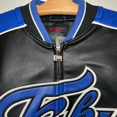 FUBU FAUX LEATHER GAME JACKET (BLUE)｜フブ ファックス レザー ゲームジャケット（ブルー）