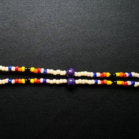 JOHN SOFIA Beads Necklace (WHITE & PURPLE EARTH)｜ジョンソフィア ビーズ ネックレス（ホワイト＆パープル アース）
