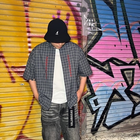 JOHN SOFIA One Button Check Shirt (Black)｜ジョンソフィア ワンボタン チェックシャツ（ブラック）
