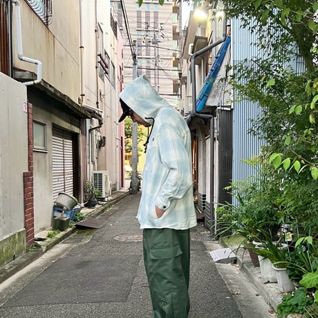 ATTACK ORIGINAL Heavy Flannel Hooded Shirt (Powder Blue)｜アタックオリジナル ヘビーフランネル フーデッドシャツ（パウダーブルー）
