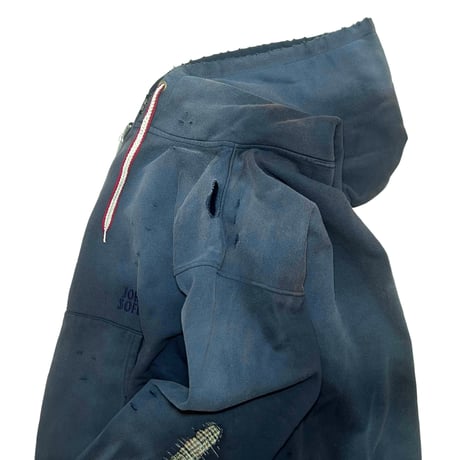 JOHN SOFIA DAMAGEREPAIR FULL-ZIP HOODIE (NAVY)｜ジョンソフィア ダメージリペア フルジップ フーディー（ネイビー）