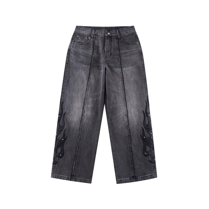 SUPPLIER Fire Tribal Leather Patch Baggy Denim