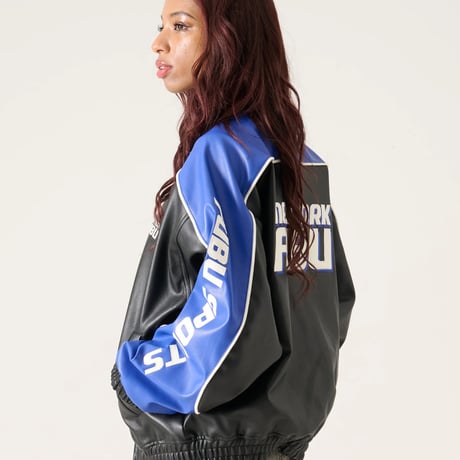 FUBU FAUX LEATHER JACKET (BLUE)｜フブ ファックス レザー ジャケット（ブルー）