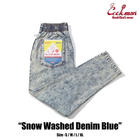 Cookman Chef Pants Snow Washed Denim (Blue)｜クックマン スノーウォッシュド デニム シェフパンツ（ブルー）
