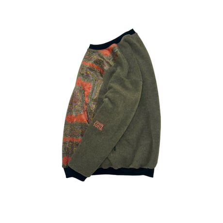 JOHN SOFIA Urban Tapestry Fleece Crewneck (Olive)｜ジョンソフィア アーバンタペストリー フリースクルーネック（オリーブ）
