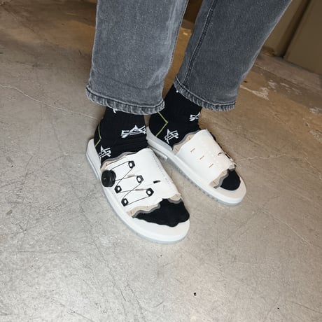 ATTACK ORIGINAL “AS Logo” Pattern Socks (White, Black)｜アタックオリジナル “ASロゴ” パターンソックス（ホワイト/ブラック）