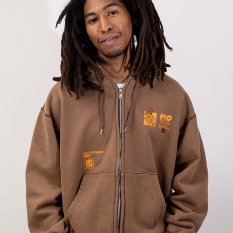 INTERBREED WIP Faded Zip Hoodie (Fade Brown)｜インターブリード WIP フェイデッド ジップフーディー（フェードブラウン）