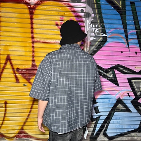 JOHN SOFIA One Button Check Shirt (Black)｜ジョンソフィア ワンボタン チェックシャツ（ブラック）