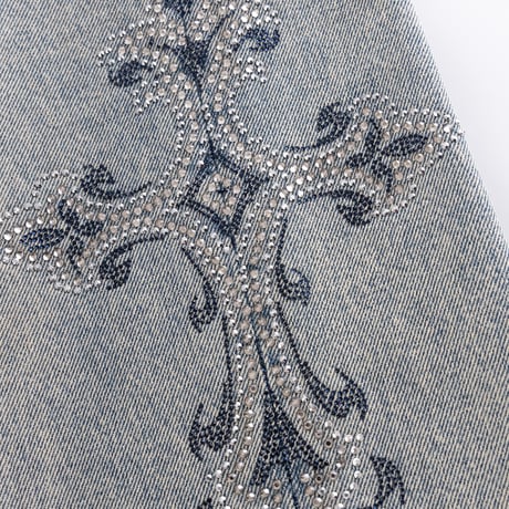 SUPPLIER Royal Cross Rhinestone Baggy Denim Shorts (BLUE)｜サプライヤー ロイヤルクロス ラインストーン バギーデニムショーツ（ブルー)