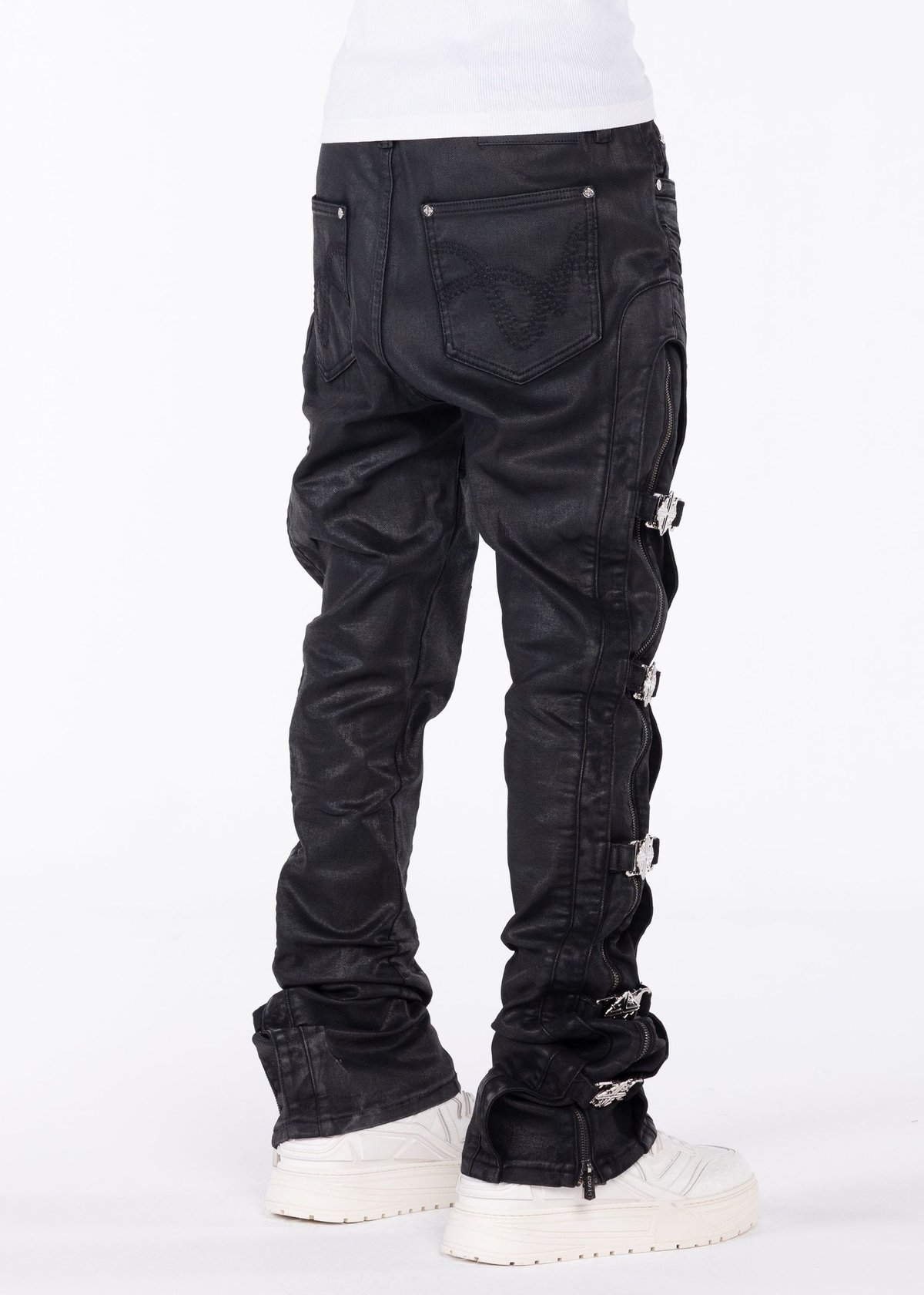GUAPI All Black Cross Buckle Denim (ALL Black)
