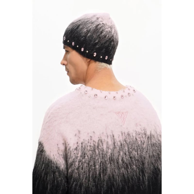VALABASAS ARRANGED MOHAIR SWEATER (BLACK/PINK)