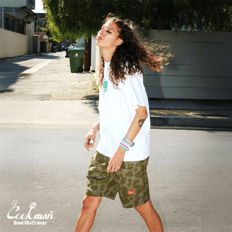 Cookman Chef Pants Short Front Pocket Raindrop Camo (Green) | クックマン ショートフロントポケット カモパンツ（グリーン）