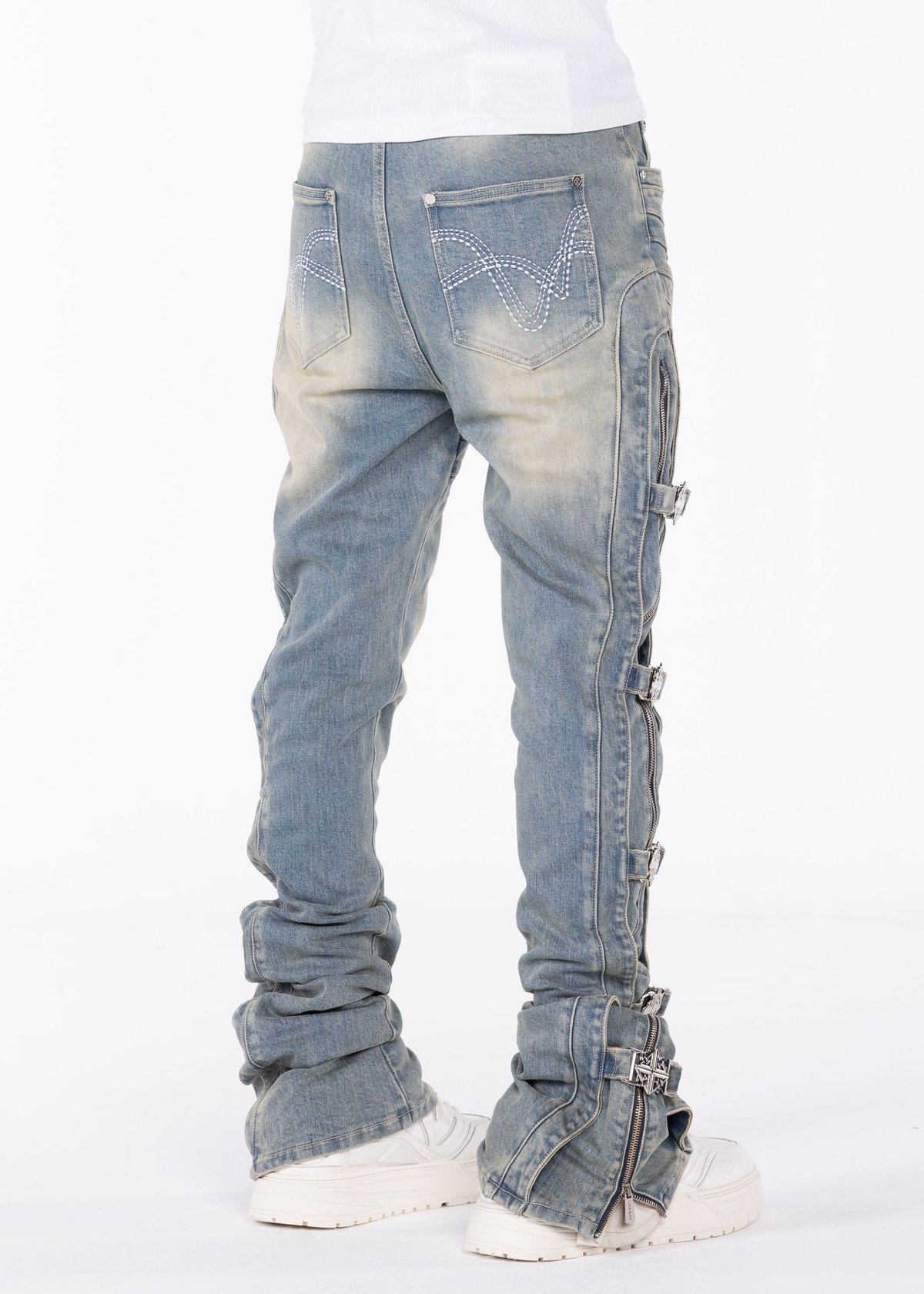 GUAPI Vintage Blue Cross Buckle Denim (Vintage