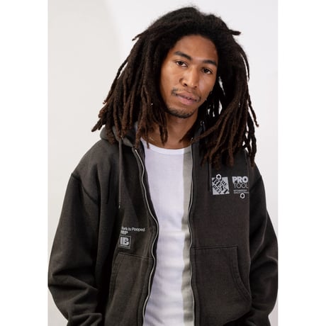INTERBREED WIP Faded Zip Hoodie (Fade Black)｜インターブリード WIP フェイデッド ジップフーディー（フェードブラック）
