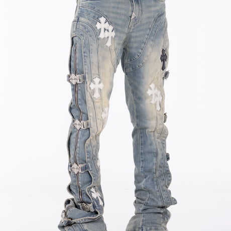 GUAPI Vintage Blue Cross Buckle Denim (Vintage Blue) | グアピ ヴィンテージブルー クロスバックル デニム（ヴィンテージブルー）