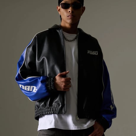FUBU FAUX LEATHER JACKET (BLUE)｜フブ ファックス レザー ジャケット（ブルー）