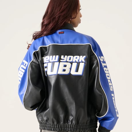 FUBU FAUX LEATHER JACKET (BLUE)｜フブ ファックス レザー ジャケット（ブルー）