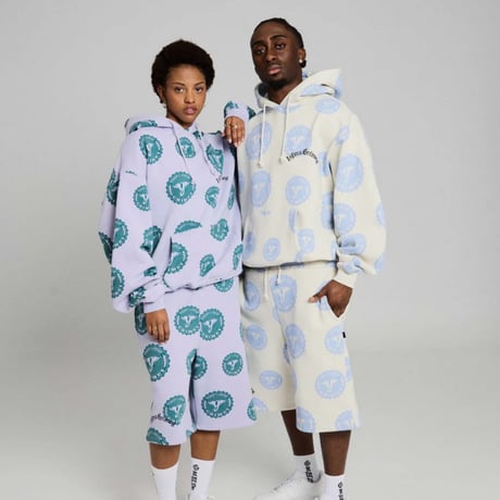 GRIMEY CHIEF WATCHER BOXY HOODIE & SWEATSHORTS SET-UP (OFF WHITE)｜グライミー セットアップ（オフホワイト）
