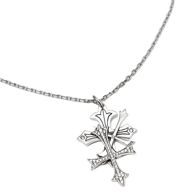 SUPPLIER Triple Cross Rhinestone Necklace (SILV