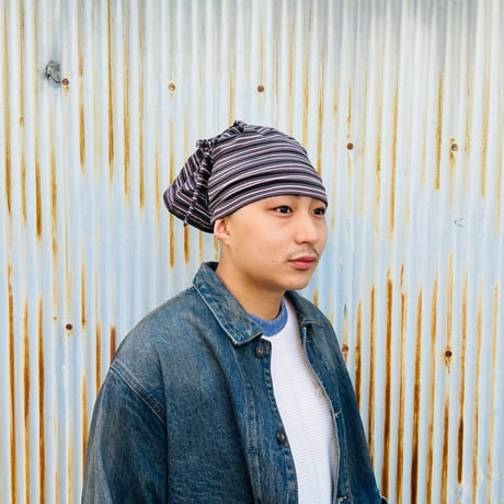 JOHN SOFIA Border Tube Beanie (Gray&BlackWhitePink)｜ジョンソフィア ボーダー チューブ ビーニー（グレー＆ブラック・ホワイト・ピンク）