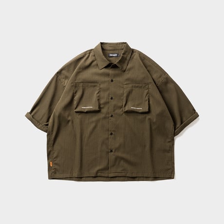 TIGHTBOOTH SEERSUCKER ROLL UP SHIRT (Olive)｜タイトブース シアサッカー ロールアップ シャツ（オリーブ）