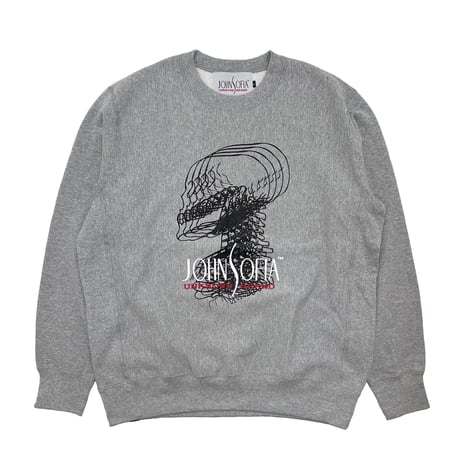JOHN SOFIA ACID CT CREWNECK SWEAT (BLACK, HEATHER GREY, NATURAL SPECKLE, GARMENTDYE ORANGE)｜ジョンソフィア