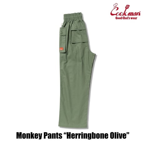 Cookman Monkey Pants Herringbone (Olive)｜クックマン モンキーパンツ ヘリンボーン（オリーブ）