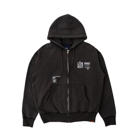 INTERBREED WIP Faded Zip Hoodie (Fade Black)｜インターブリード WIP フェイデッド ジップフーディー（フェードブラック）