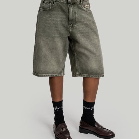 HOMEBOY X-TRA MONSTER DYE DENIM SHORTS (WASHED GREEN)｜ホームボーイ エクストラ モンスター ダイ デニム ショーツ（ウォッシュド グリーン）