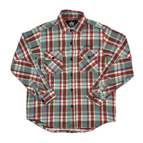 ATTACK ORIGINAL ARCH LOGO HEAVY FLANNEL SHIRTS (MINT)｜アタックオリジナル アーチロゴ ヘビーフランネルシャツ（ミント）