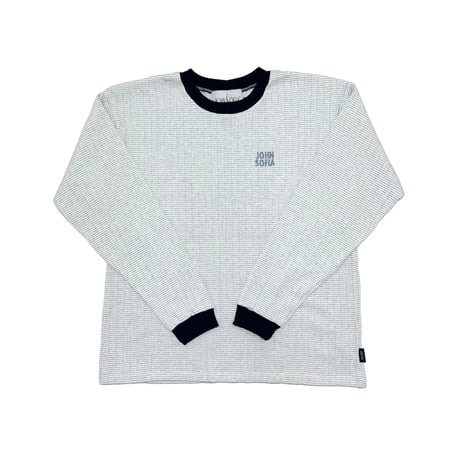 JOHN SOFIA Texture Border Linger Longsleeve Tee (Grey) | ジョン ソフィア テクスチャー ボーダー リンガー ロングスリーブ ティー (グレー)