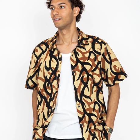 Cookman Work Shirts Short Sleeve Light Tribal Camo (Beige)｜クックマン ワークシャツ ショートスリーブ ライトトライバルカモ（ベージュ）