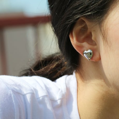 【nikori】　metal heart 　silver top × gold　 pierce / earring