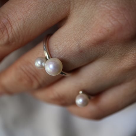 【Paw】tow finger pearl ring