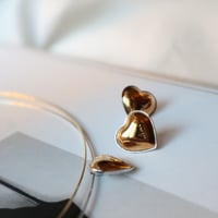 【nikori】　metal heart 　gold top × silver　 pierce / earring