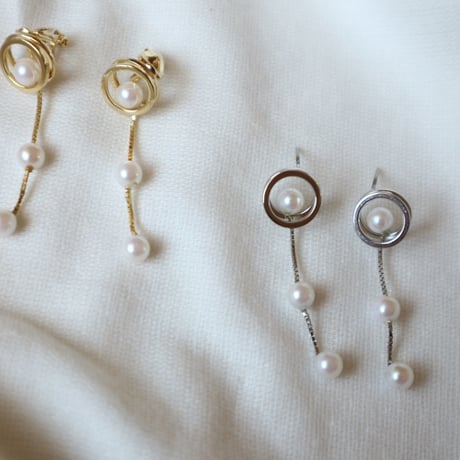 【nikori】　threepearl circle 　pierce
